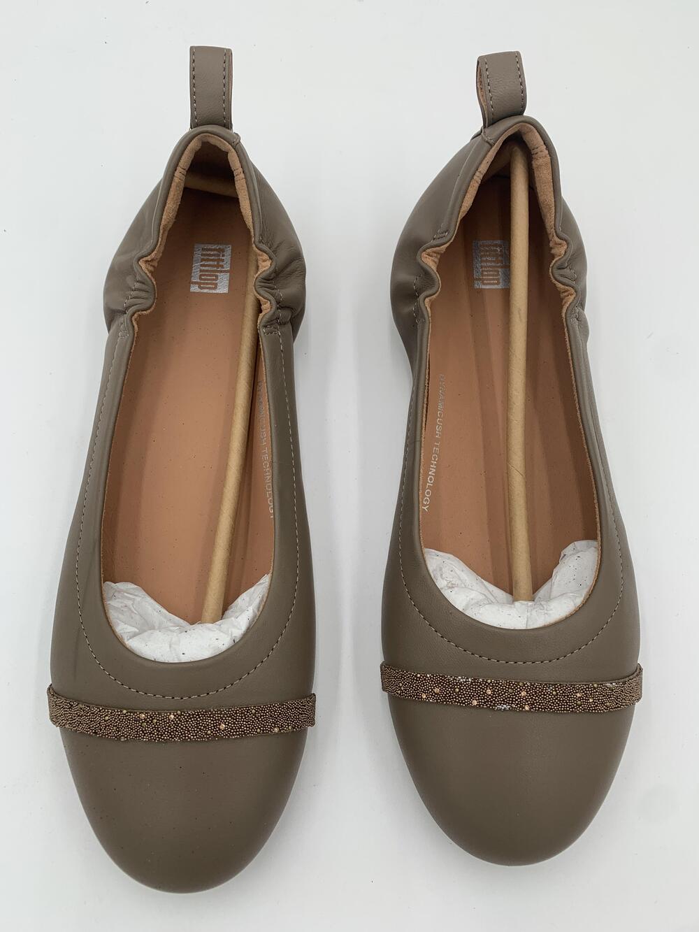 FitFlop Shoes Womens Brown Ballet Flats Glitter Strap Comfort Slip On Size 10